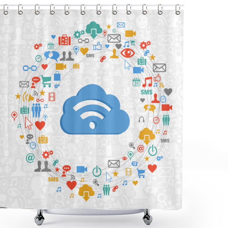 Personality  Cloud Computing Service Circle Shower Curtains