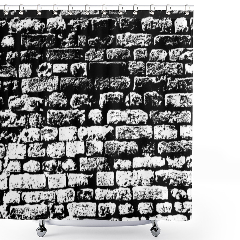 Personality  Grunge White And Black Brick Wall Background Shower Curtains