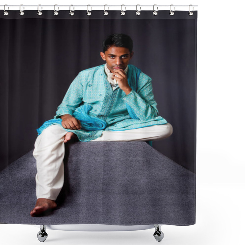 Personality  Hindu Man Sitting And Thinking Shower Curtains