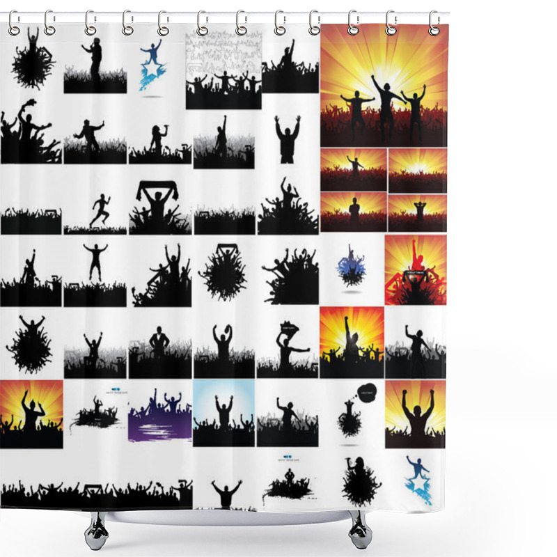 Personality  Collection Of Advertising Posters From People Silhouettes. Shower Curtains