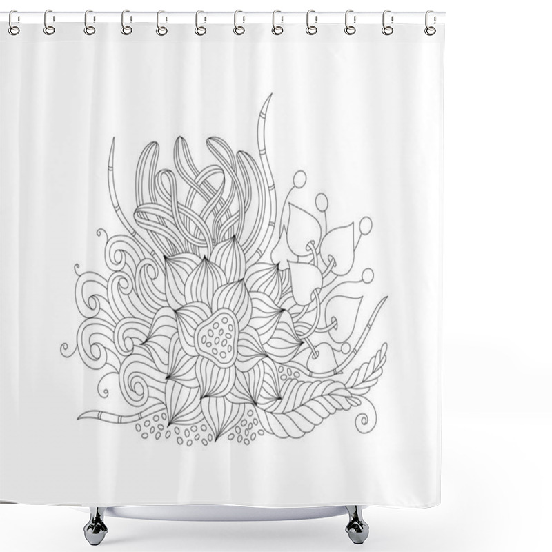 Personality  Abstract Vector Monochrome Floral Background Shower Curtains