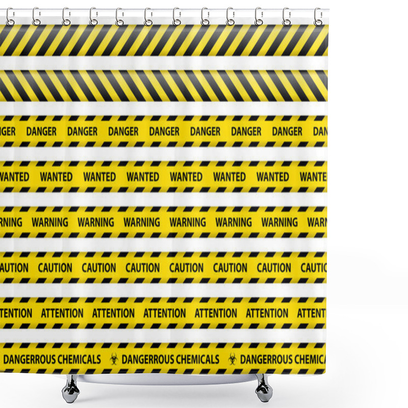 Personality  Caution And Danger Ribbon Sign White Background Vector Illustrat Shower Curtains