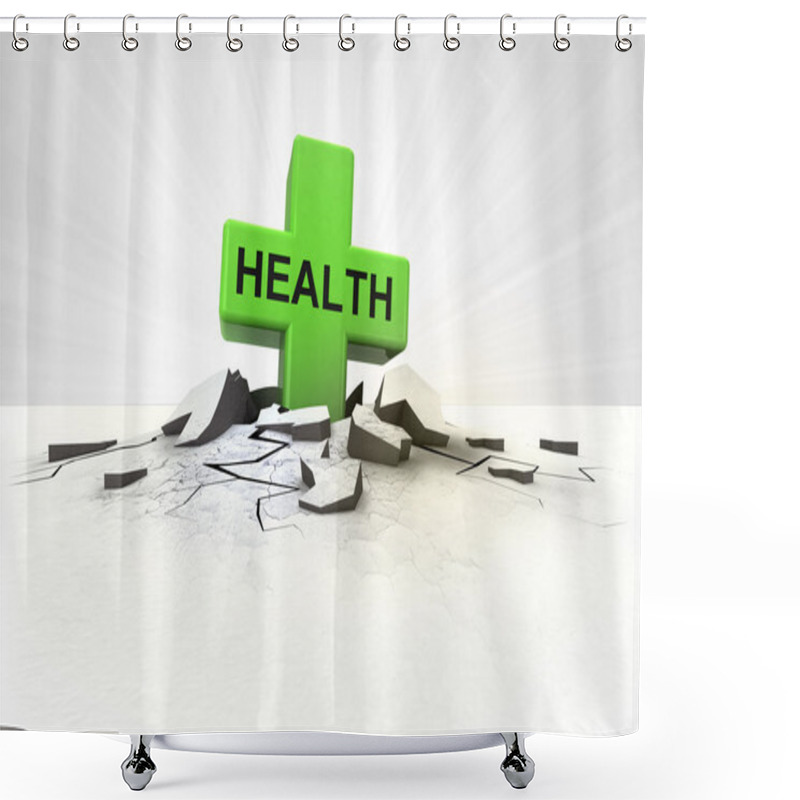 Personality  Health Icon Stuck Into Ground With Flare Concept Shower Curtains