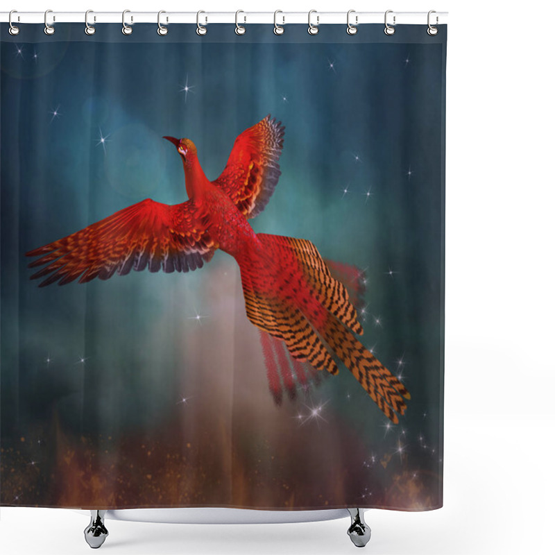 Personality  Phoenix Flies Through The Sky Shower Curtains