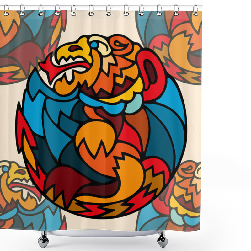 Personality  Hand Drawn Dragons Seamless Pattern  Shower Curtains