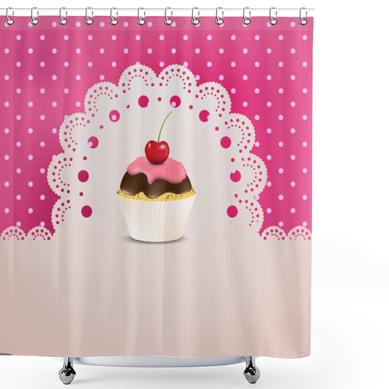 Personality  Cupcake With Pink Creme Shower Curtains