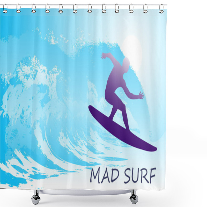 Personality  Abstract Silhouette Of A Surfer In The Ocean Shower Curtains