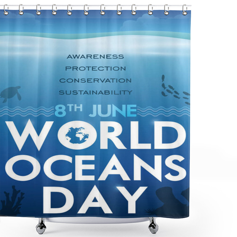 Personality  Beautiful Underwater View To Commemorate World Oceans Day, Vector Illustration Shower Curtains