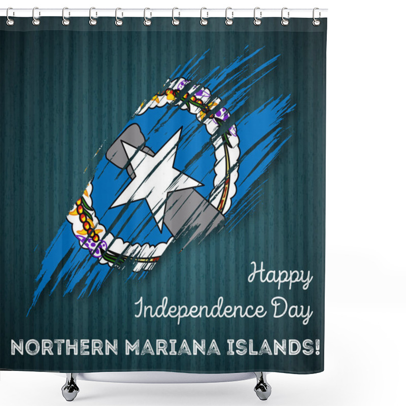 Personality  Northern Mariana Islands Independence Day Patriotic Design Expressive Brush Stroke In National Flag Shower Curtains