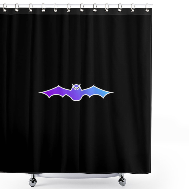 Personality  Bat With Extended Wings In Frontal View Blue Gradient Vector Icon Shower Curtains