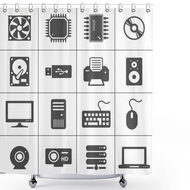 Personality  Computer Hardware Icons Shower Curtains