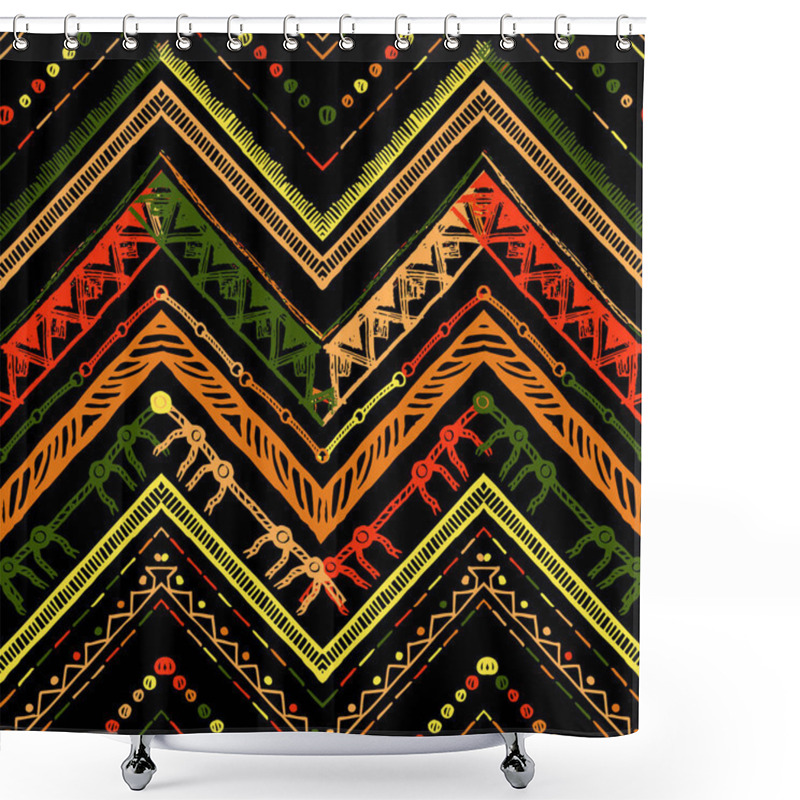 Personality  Stripes Bright Tribal Seamless Pattern With Zigzag Shower Curtains