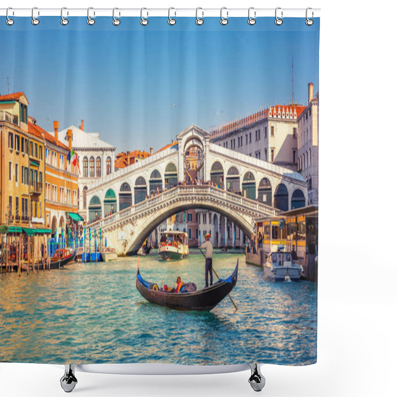 Personality  Gondola On Grand Canal Near Rialto Bridge In Venice Shower Curtains