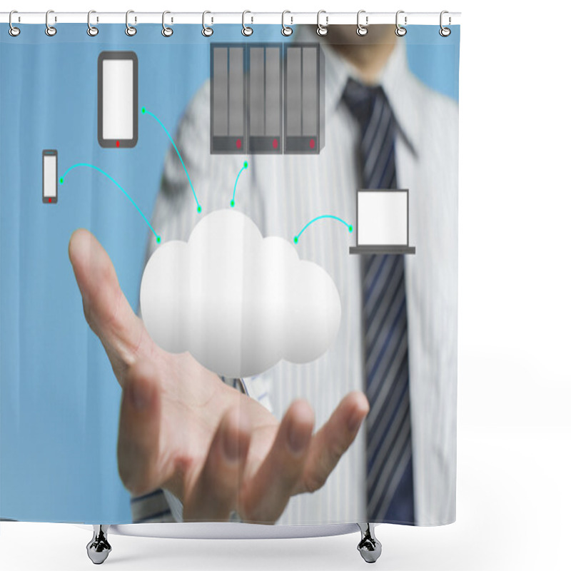 Personality  Cloud Computing Service With A Business Man Shower Curtains