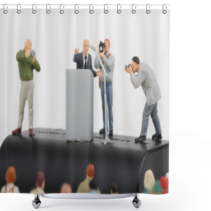 Personality  Miniature Figurine Of A Politician Speaking To The Crowd On An Election Rally Shower Curtains