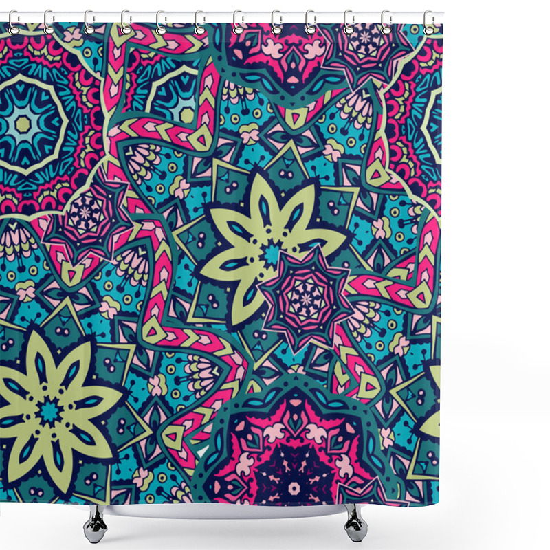 Personality  Seamless Ethnic Pattern With Floral Motives. Mandala Stylized Print Template For Fabric And Paper. Shower Curtains