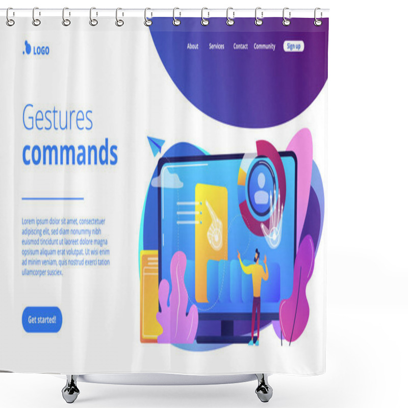 Personality  Gesture Recognition Concept Landing Page. Shower Curtains