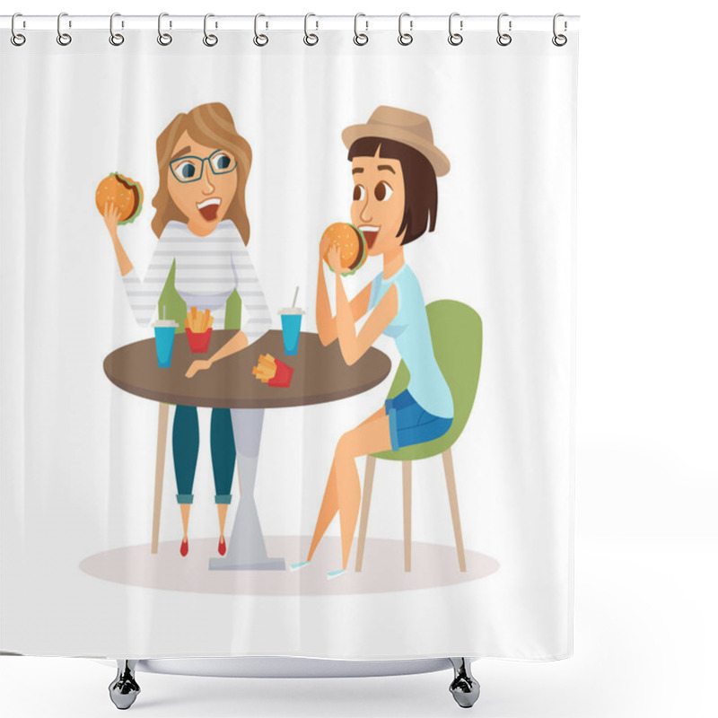 Personality  Female Friends Eating Shower Curtains