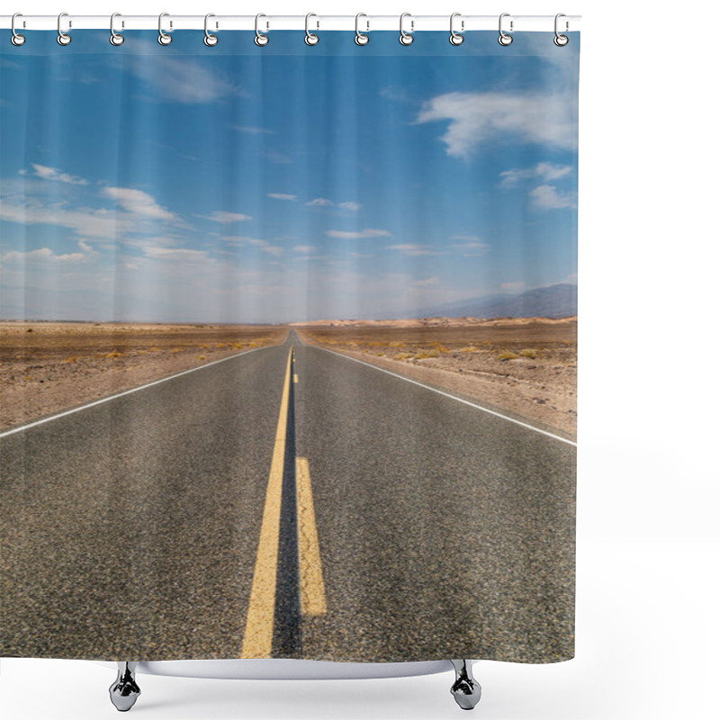 Personality  Looking Along A Long, Straight Road In Death Valley National Park, California Shower Curtains