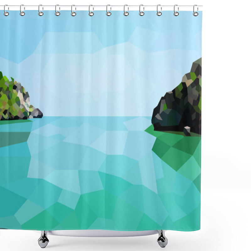 Personality  Low Poly The Island Shower Curtains