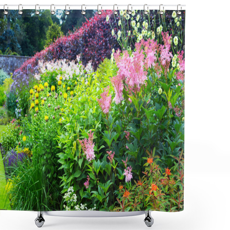 Personality  Variety Of Beautiful Flowers In The Walled Garden Shower Curtains