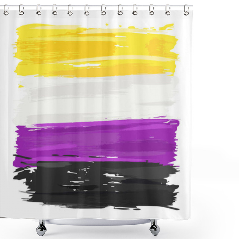 Personality  The Non Binary Flag In Grunge Style. Isolated Vector Illustration Shower Curtains