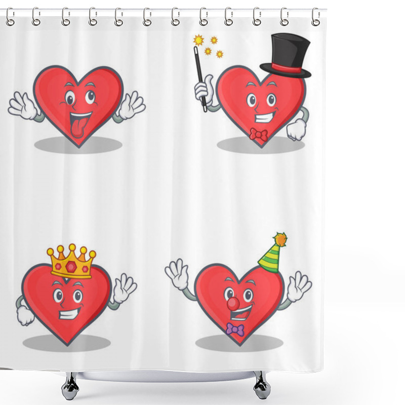 Personality  Set Of Heart Character With Crazy Magician King Clown Shower Curtains