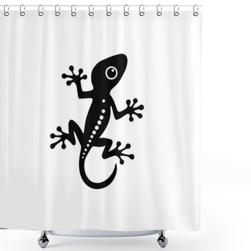 Personality  Leaf Tailed Gecko Silhouette,Clean Black And White Vector Silhouette Art. Shower Curtains