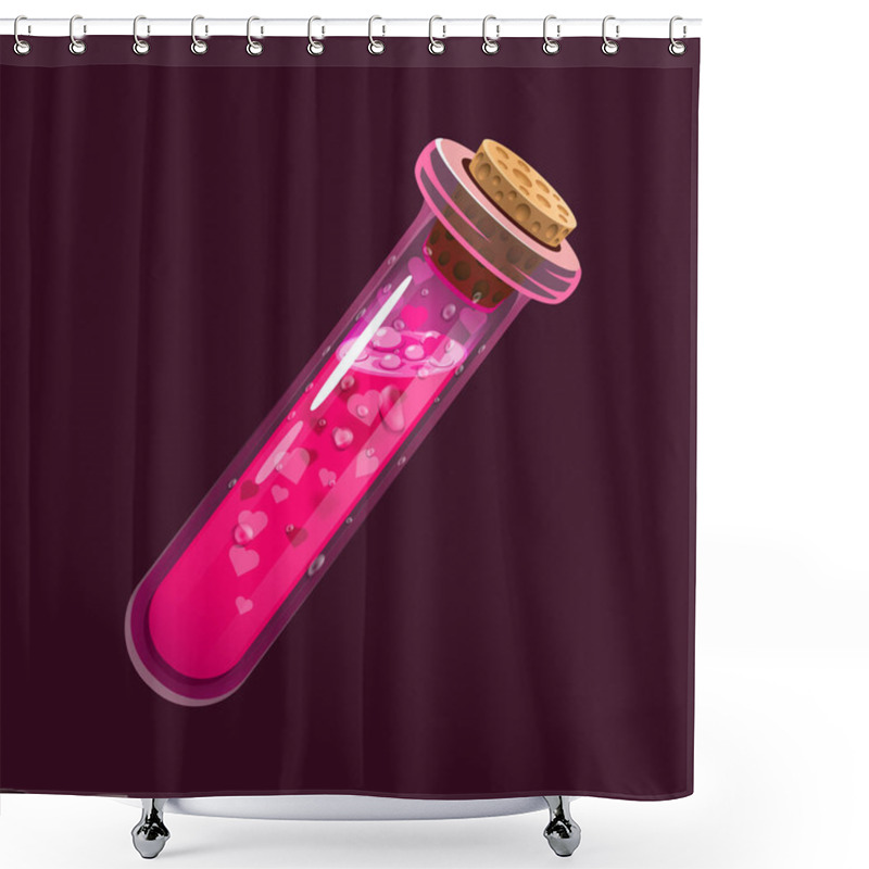 Personality  Bottle Of Love. Game Icon Of Magic Elixir. Interface For Rpg Or Match3 Game. Love. Small Variant. Shower Curtains