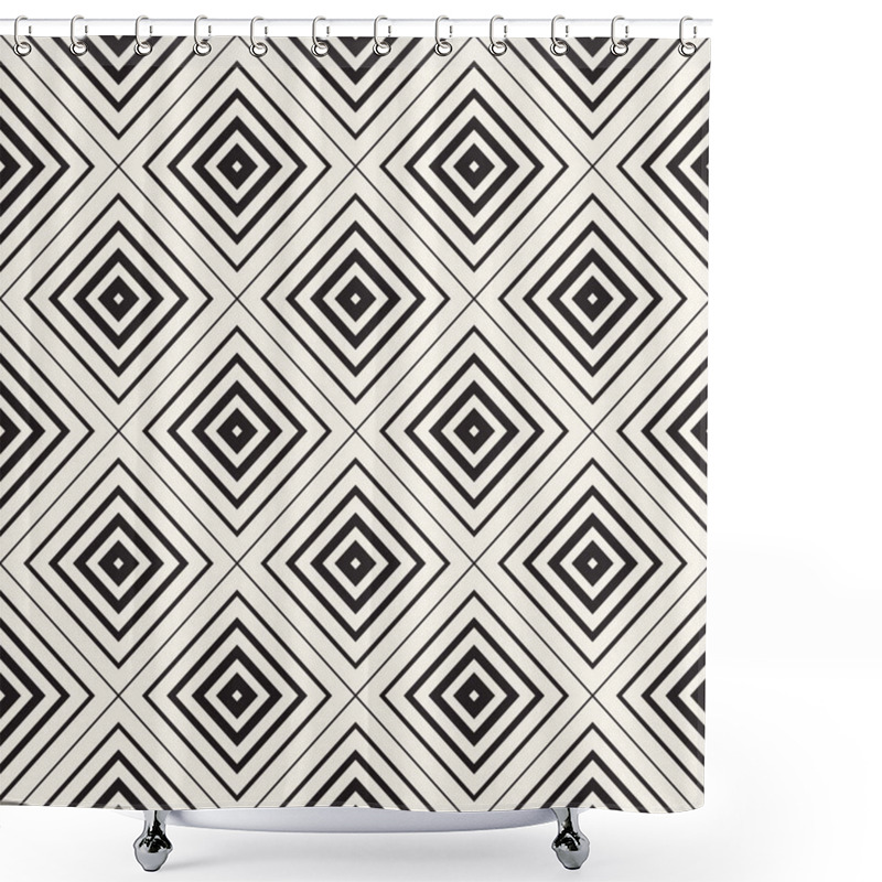 Personality  Vector Seamless  Rhombus Tiling  Pattern. Concentric Lines Shower Curtains