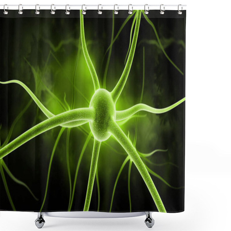 Personality  Digital Illustration Of A Neuron In Colour Background Shower Curtains