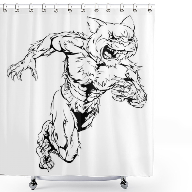 Personality  Wildcat Sports Mascot Running Shower Curtains