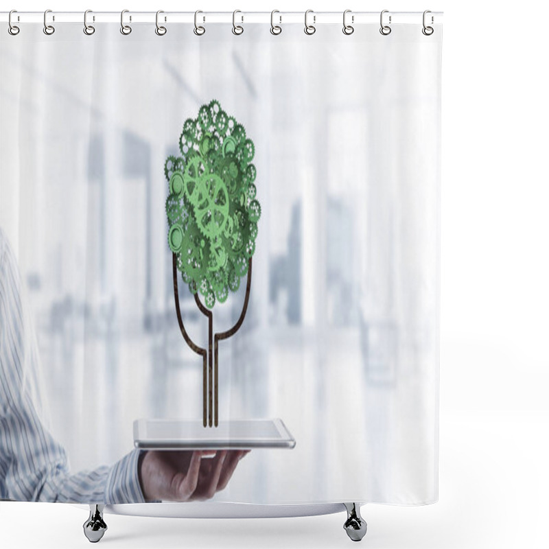 Personality  Eco Green Environment Concept Presented By Tree As Working Mechanism Or Engine Shower Curtains