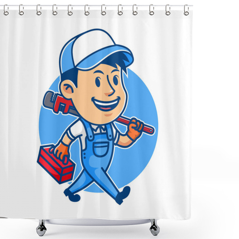 Personality  Pumbling Service Mascot Retro Logo Design Shower Curtains