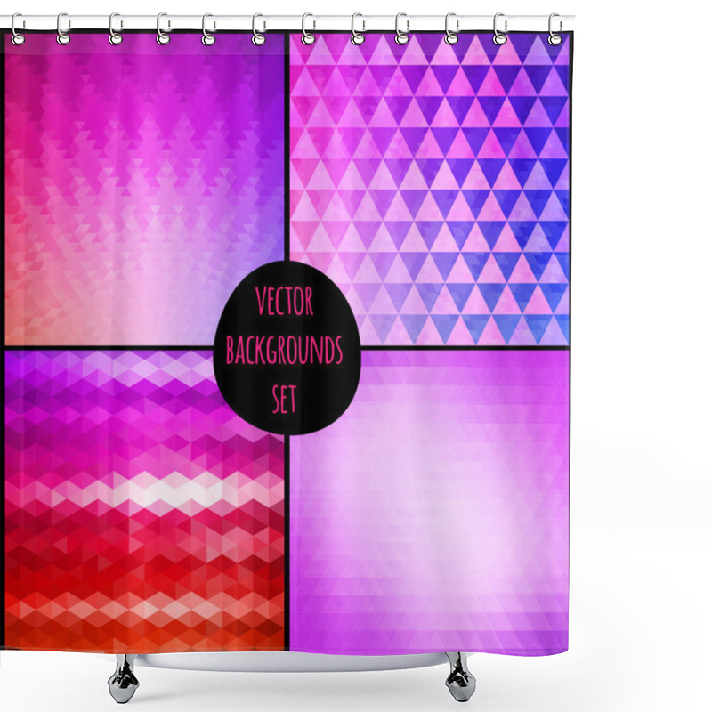 Personality  Set Of Four Geometric Patterns. Texture With Triangles. Mosaic.  Shower Curtains