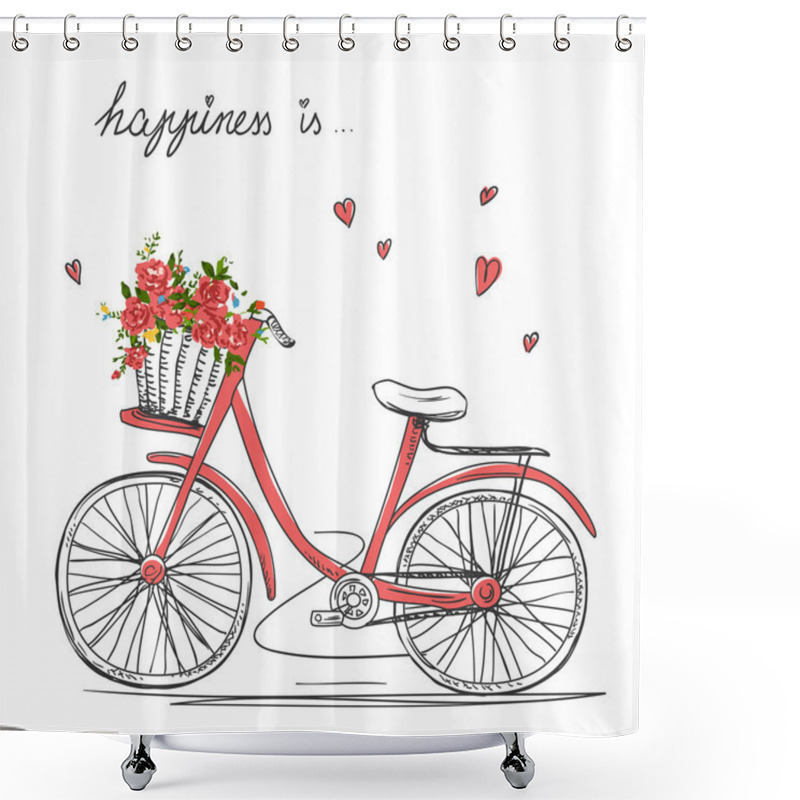 Personality  Bicycle With A Basket Shower Curtains