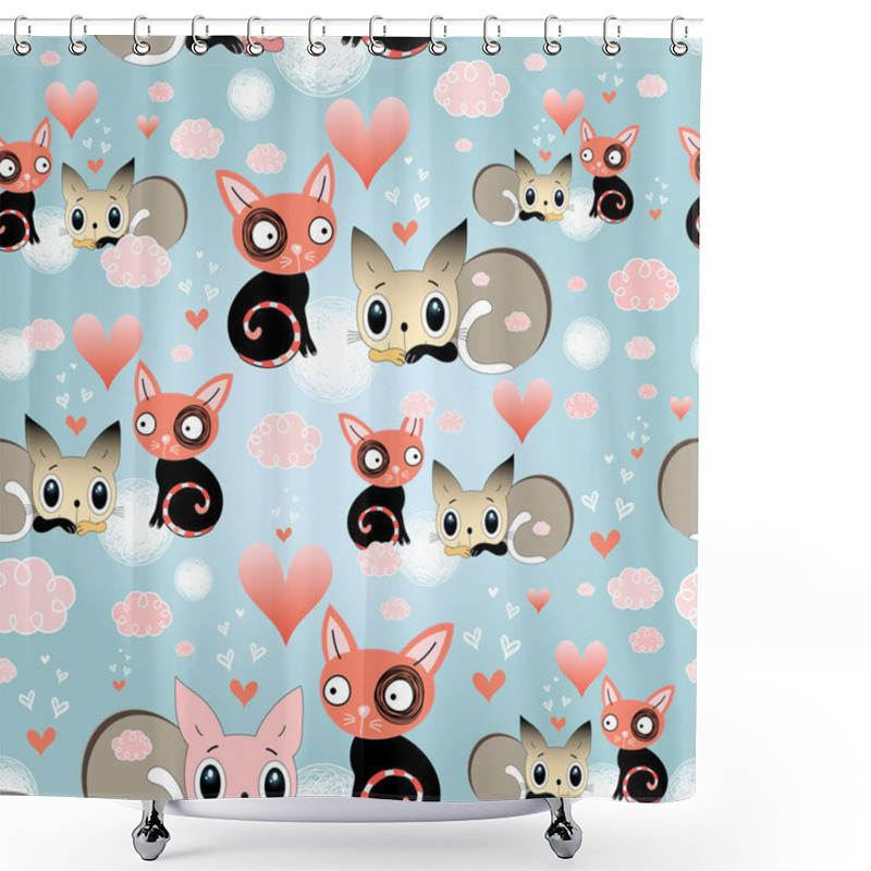 Personality  Texture Lovers Cats Shower Curtains