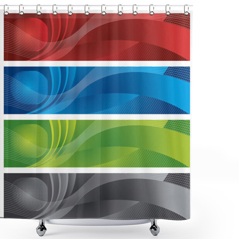 Personality  Globe And Halftone Digital Banners Shower Curtains