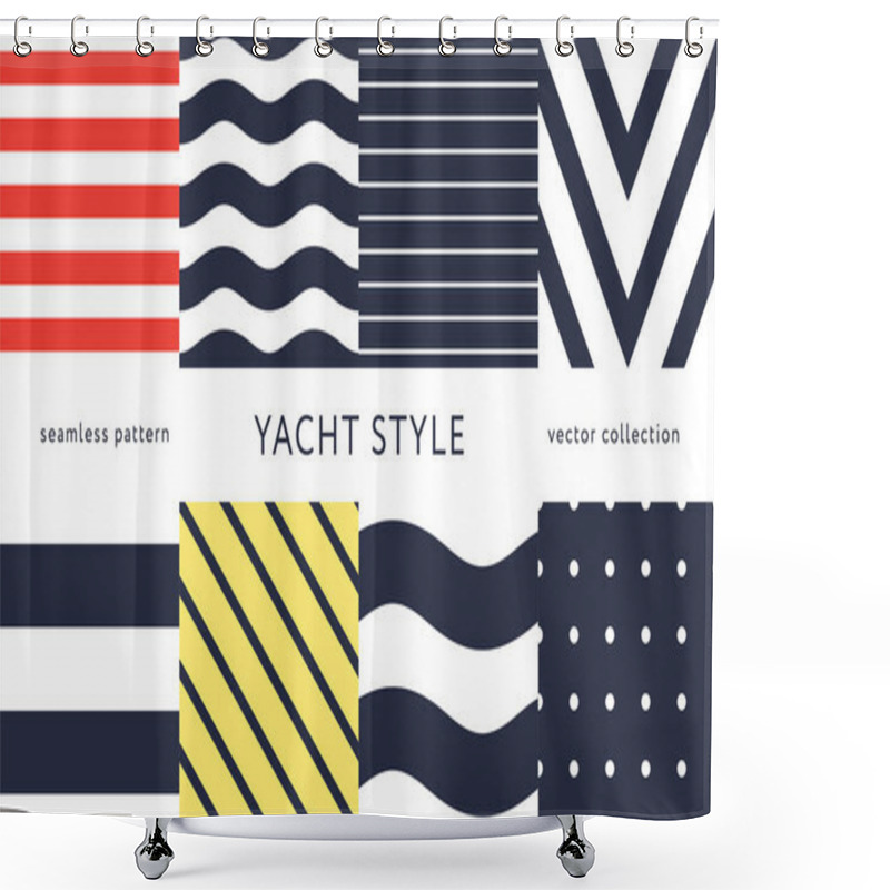 Personality  Nautical Seamless Patterns. Yacht Style Design  Shower Curtains