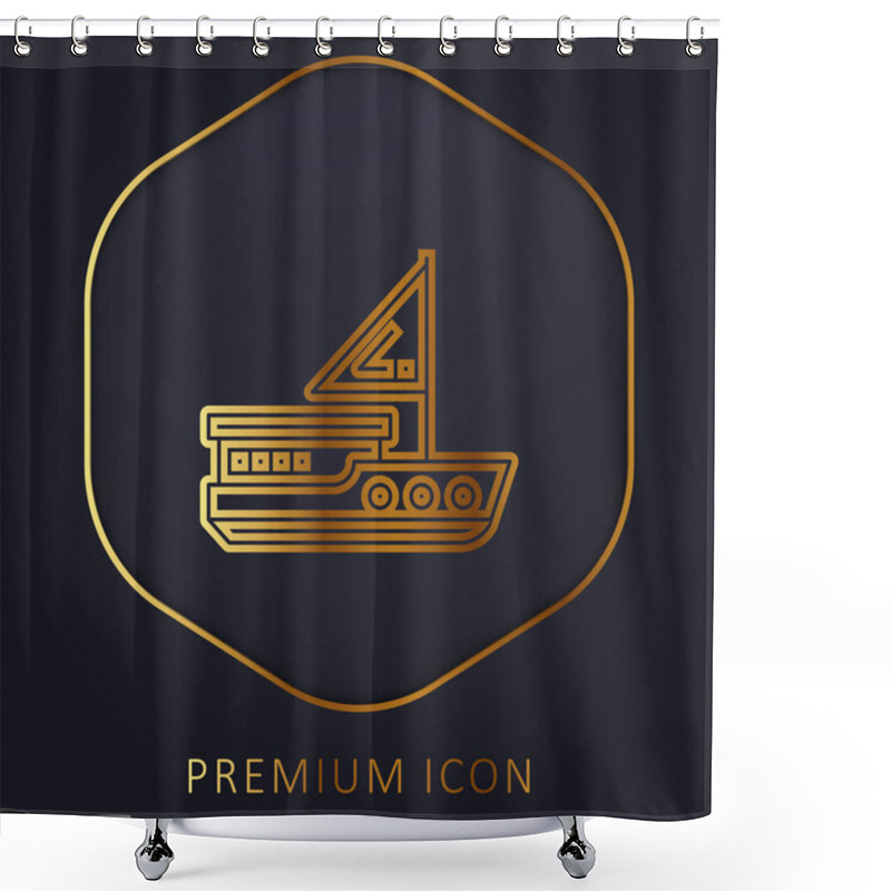 Personality  Boat Golden Line Premium Logo Or Icon Shower Curtains