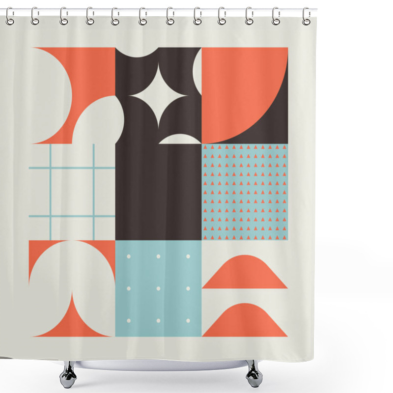 Personality  Abstract Geometric Of Square Artwork Design With Simple Shape And Figures. Vector Pattern Graphics With Geometry Elements. Perfect For Web Banner, Business Presentation, Branding Package, Fabric Print Shower Curtains