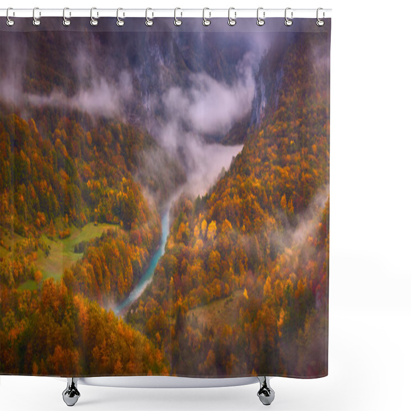 Personality  Misty Tara River Gorge In Late Autumn Atmosphere Shower Curtains