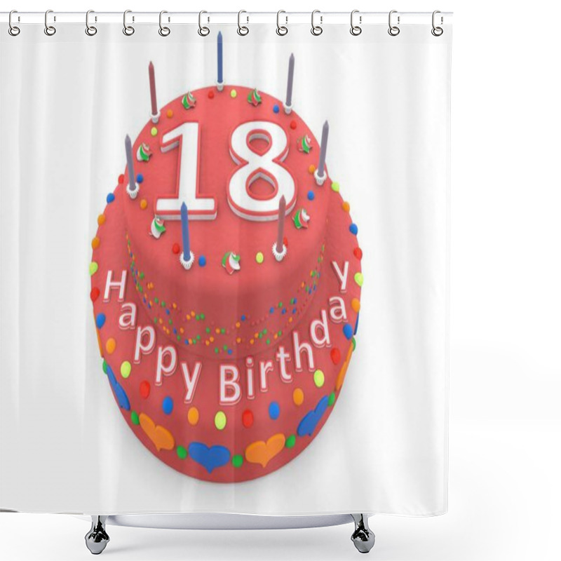 Personality  Red Cake With Happy Birthday And The Age Shower Curtains