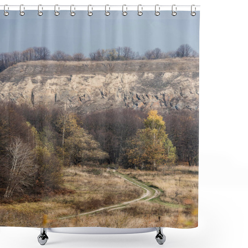 Personality  Green Trees Near Path And Stones Against Blue Sky Shower Curtains