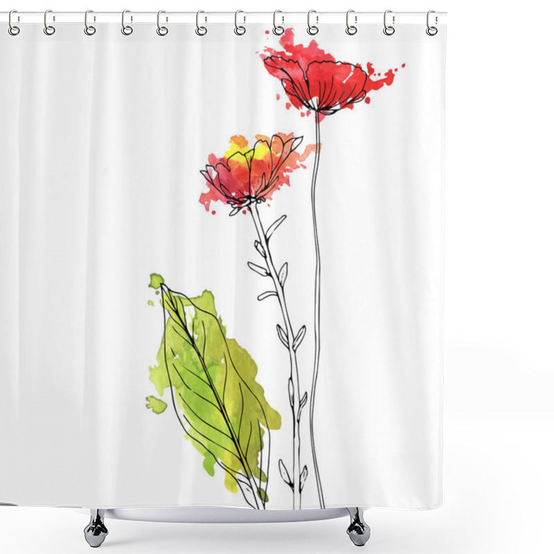 Personality  Vector Drawing Herbs And Flowers Shower Curtains