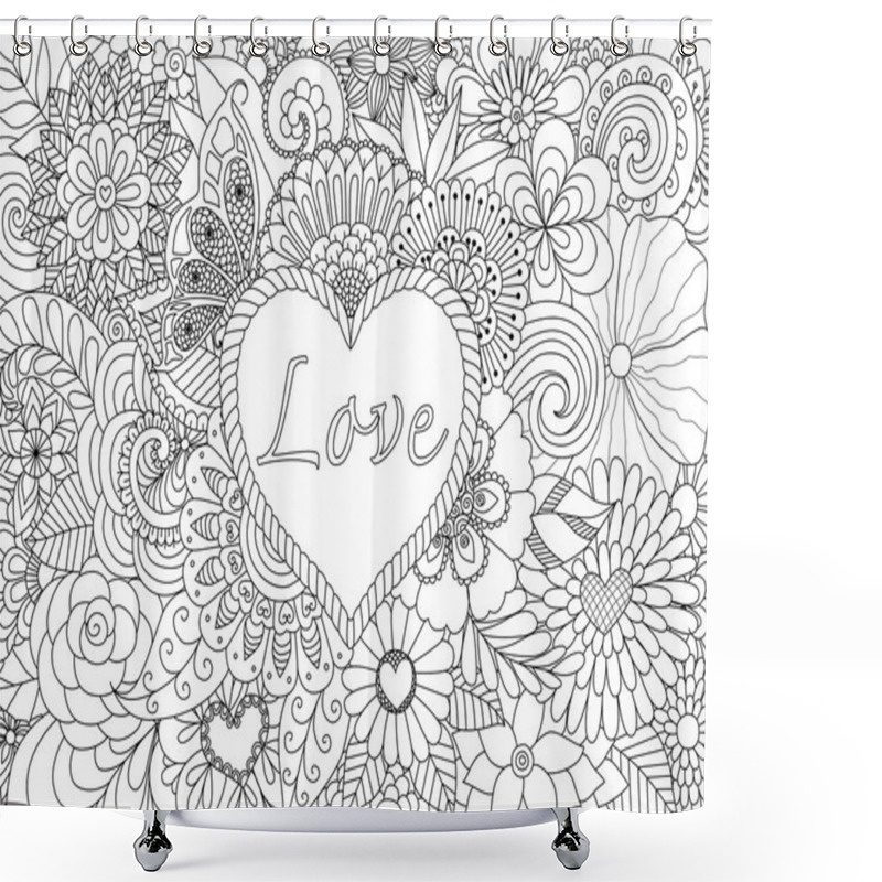 Personality  Heart On Flowers Shower Curtains