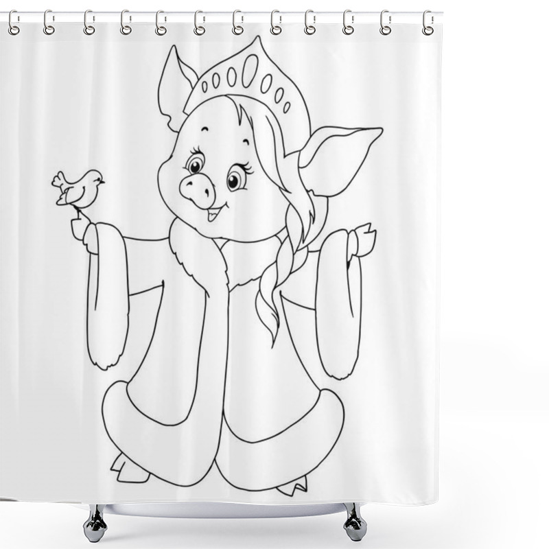 Personality  Sweet Character Pig Piggy. Piglet Is Beautiful. Chinese Horoscope. Happy New Year. Zodiac. Shower Curtains