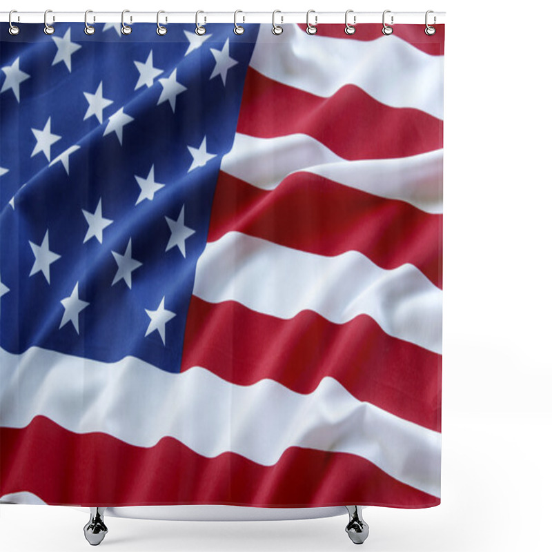 Personality  Rippled USA Flag Shower Curtains