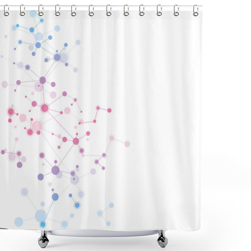 Personality  Abstract Molecules On Clean White Background. Molecular Structures Or DNA Strand, Neural Network, Genetic Engineering. Scientific And Technological Concept. Vector Illustration. Shower Curtains