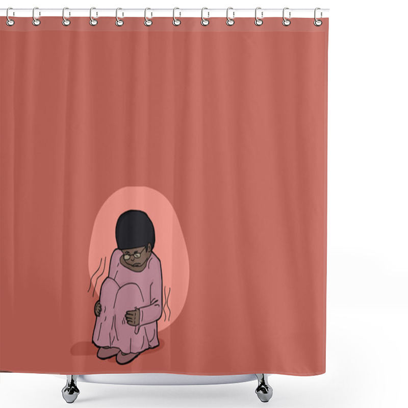 Personality  Scared Girl Sitting Alone Shower Curtains